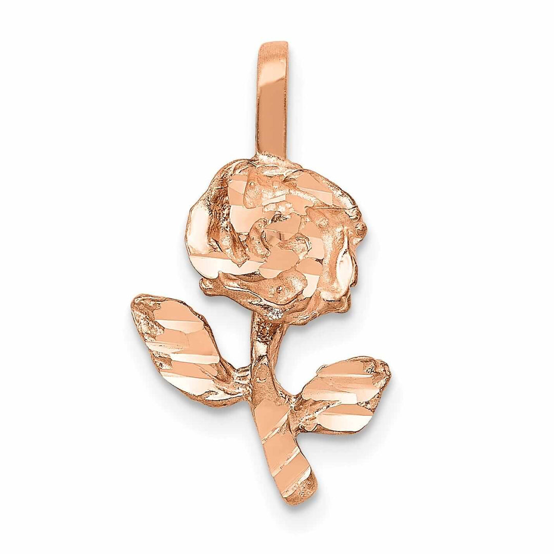 Lovely Rita's Pendants & Charms 14k Rose Gold Diamind-cut Textured Back Solid Polished Finish Rose Charm Pendant