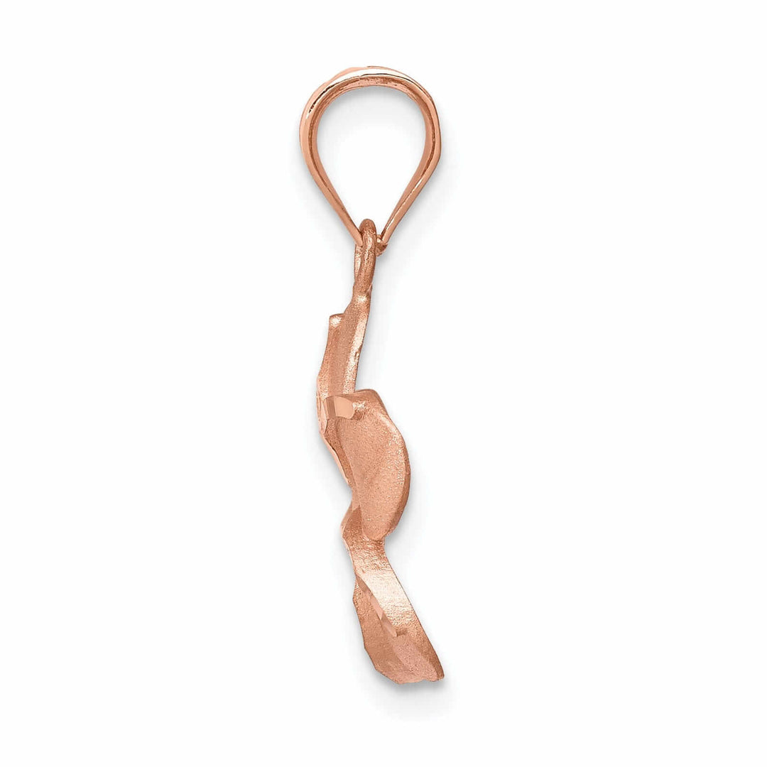 Lovely Rita's Pendants & Charms 14K Rose Gold Diamond-cut Solid Brushed Finish Plumeria Charm Pendant