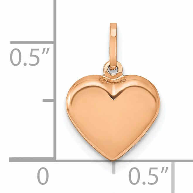 Lovely Rita's Pendants & Charms 14K Rose Gold Hollow Polished Finish Women's 3-Dimensional Heart Shape Charm Pendant