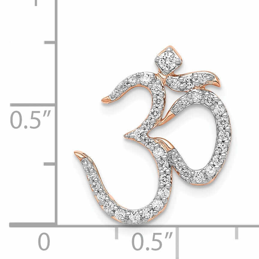 Lovely Rita's Pendants & Charms 14k Rose Gold Open Back Polished Finish 0.316-CT Diamond Om Symbol Design Chain Slide Pendant will not fit Omega Chain