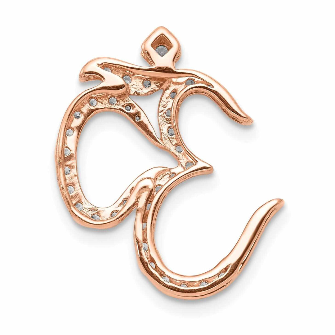 Lovely Rita's Pendants & Charms 14k Rose Gold Open Back Polished Finish 0.316-CT Diamond Om Symbol Design Chain Slide Pendant will not fit Omega Chain