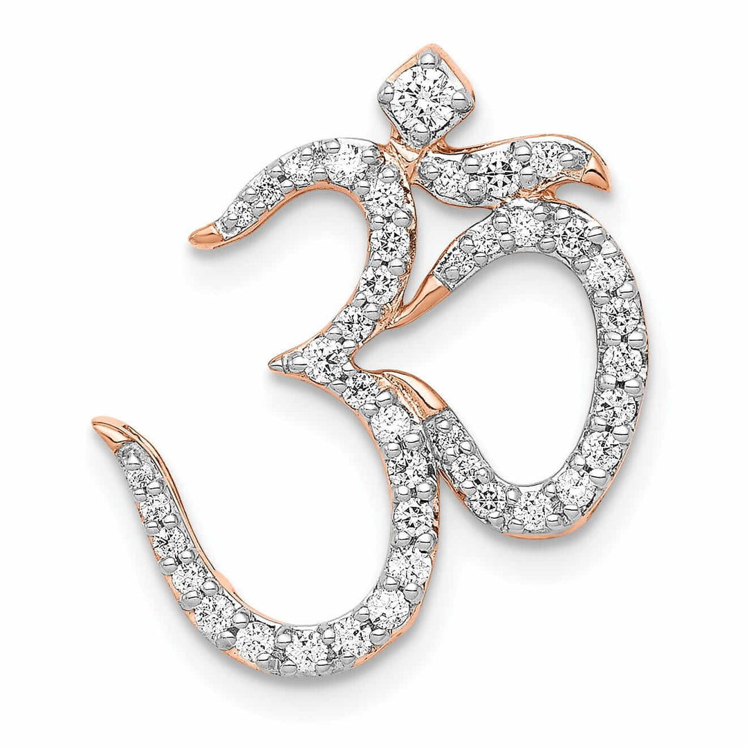 Lovely Rita's Pendants & Charms 14k Rose Gold Open Back Polished Finish 0.316-CT Diamond Om Symbol Design Chain Slide Pendant will not fit Omega Chain