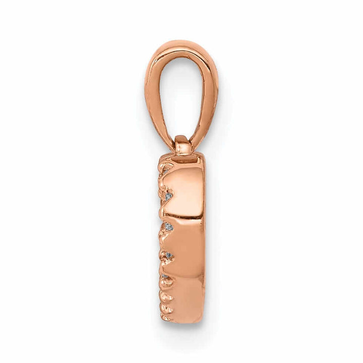 Lovely Rita's Pendants & Charms 14k Rose Gold Open Back Polished Finish 03ct Diamond Heart Design Charm Pendant