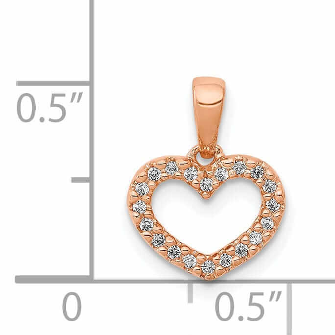 Lovely Rita's Pendants & Charms 14k Rose Gold Open Back Polished Finish 03ct Diamond Heart Design Charm Pendant