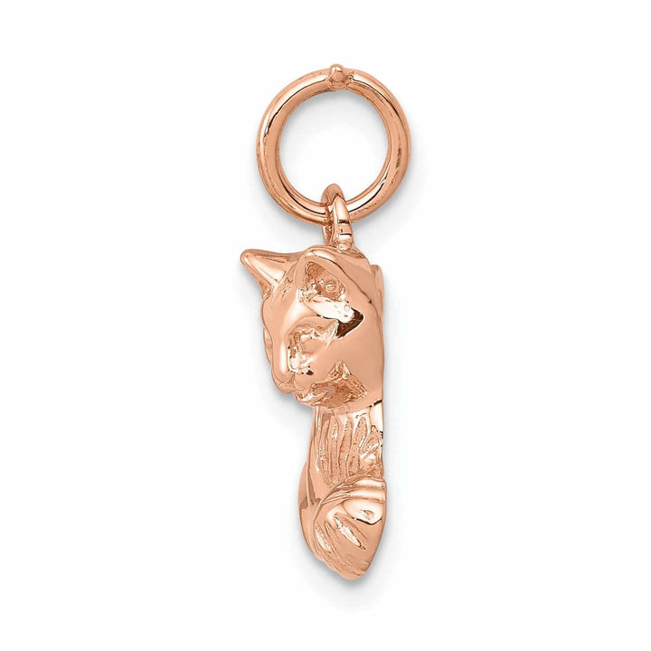 Lovely Rita's Pendants & Charms 14k Rose Gold Open Back Polished Finish Cat Playing with Ball Design Charm Pendant