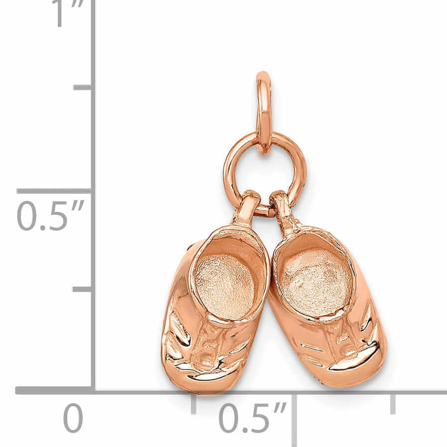 Lovely Rita's Pendants & Charms 14k Rose Gold Polished 3 D Baby Shoes Pendant.