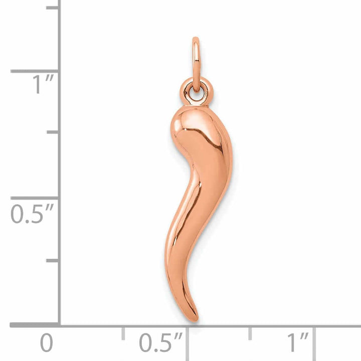 Lovely Rita's Pendants & Charms 14k Rose Gold Polished Finish 3-Dimensional Italian Horn Charm Pendant