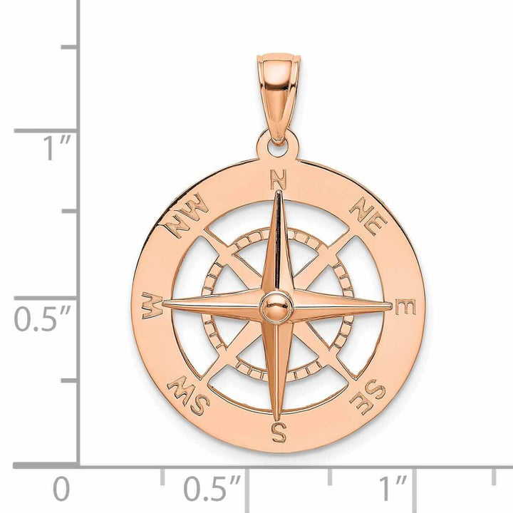 Lovely Rita's Pendants & Charms 14K Rose Gold Polished Finish Boating Nautical Compass Charm Pendant are Great Gift For Men