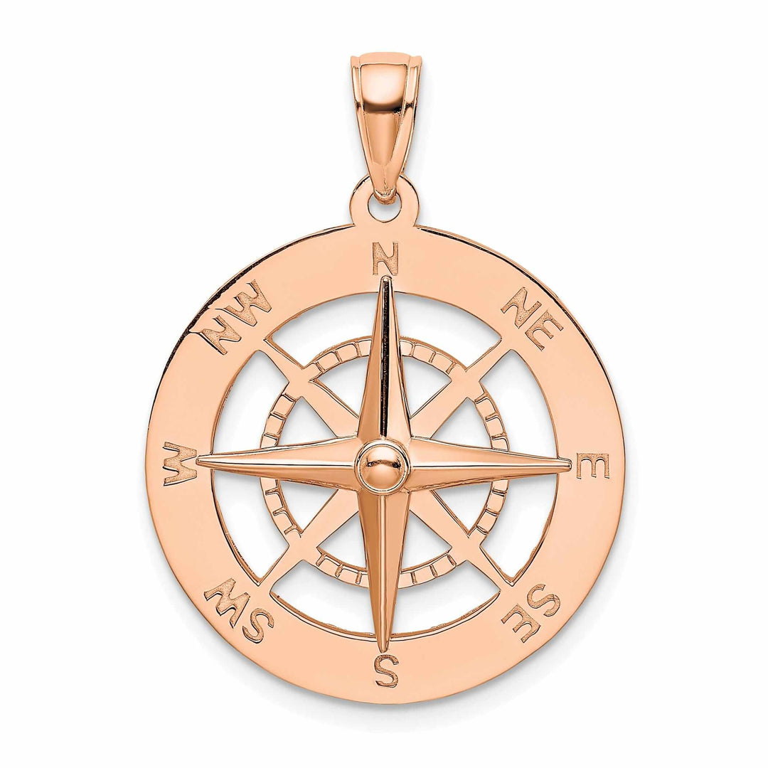 Lovely Rita's Pendants & Charms 14K Rose Gold Polished Finish Boating Nautical Compass Charm Pendant are Great Gift For Men