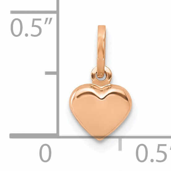 Lovely Rita's Pendants & Charms 14K Rose Gold Polished Finish Hollow Women's 3-Dimensional Heart  Shape Design Charm Pendant