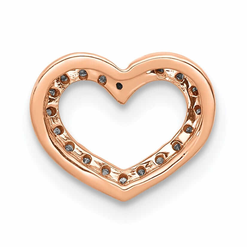 Lovely Rita's Pendants & Charms 14k Rose Gold Polished Finish Open Back 1/15ct Diamond Heart Design Chain Slide Pendant will not fit omega chain