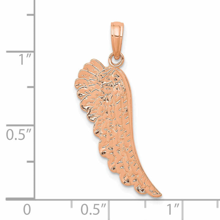 Lovely Rita's Pendants & Charms 14K Rose Gold Polished Finish Solid Closed Back Angel Wing Pendant