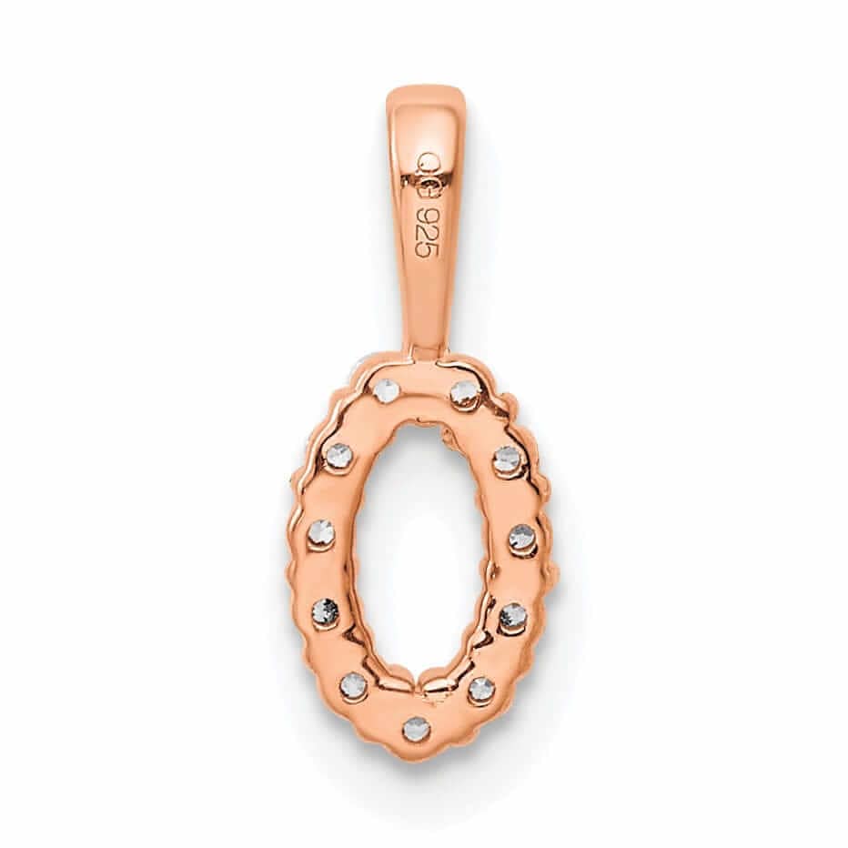 Lovely Rita's Pendants & Charms 14k Rose Gold Polished Finish with Diamonds Number 0 Charm Pendant