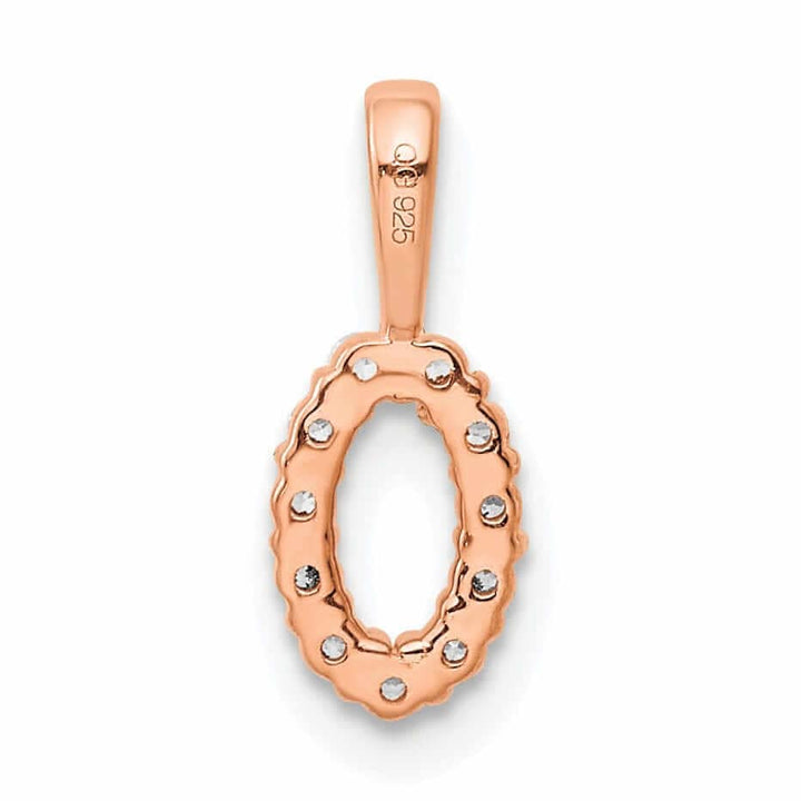 Lovely Rita's Pendants & Charms 14k Rose Gold Polished Finish with Diamonds Number 0 Charm Pendant