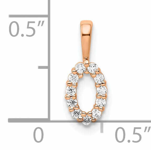 Lovely Rita's Pendants & Charms 14k Rose Gold Polished Finish with Diamonds Number 0 Charm Pendant