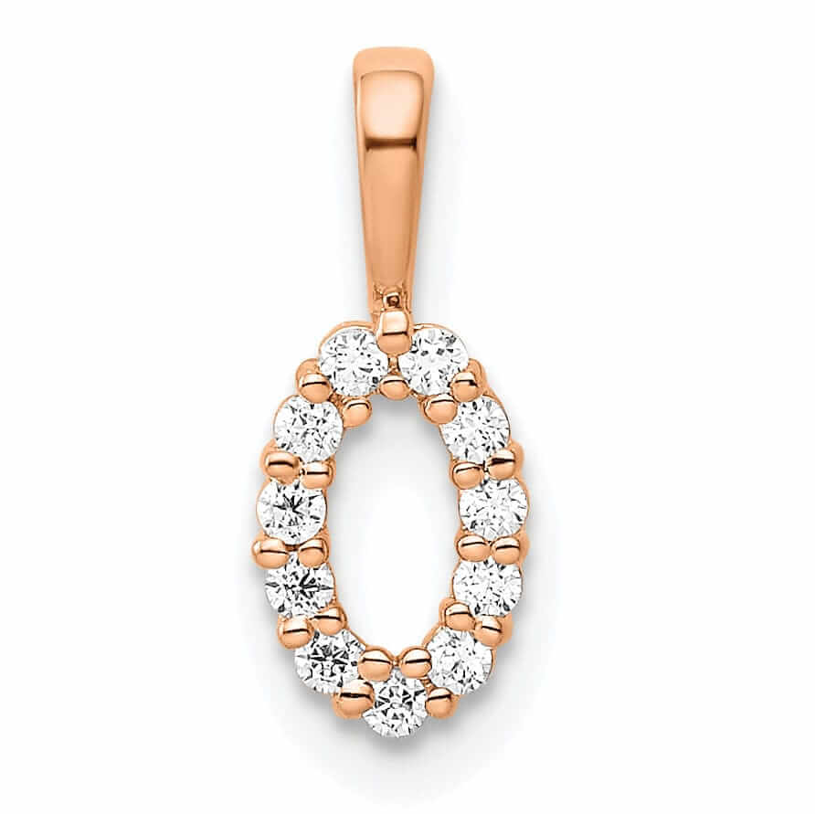 Lovely Rita's Pendants & Charms 14k Rose Gold Polished Finish with Diamonds Number 0 Charm Pendant