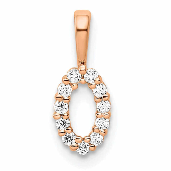 Lovely Rita's Pendants & Charms 14k Rose Gold Polished Finish with Diamonds Number 0 Charm Pendant