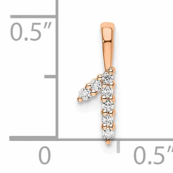 Lovely Rita's Pendants & Charms 14k Rose Gold Polished Finish with Diamonds Number 1 Pendant