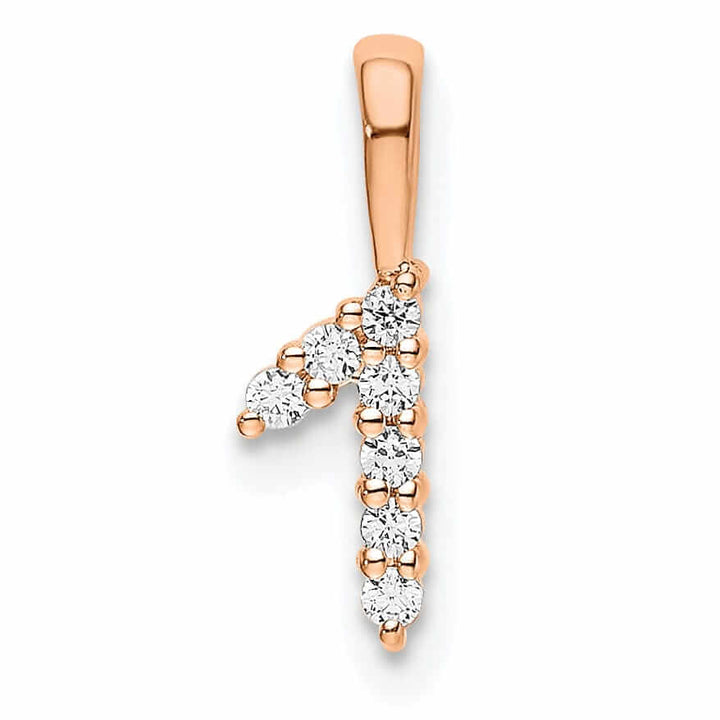 Lovely Rita's Pendants & Charms 14k Rose Gold Polished Finish with Diamonds Number 1 Pendant