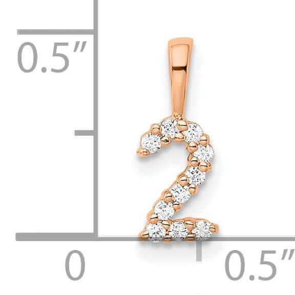 Lovely Rita's Pendants & Charms 14k Rose Gold Polished Finish with Diamonds Number 2 Pendant