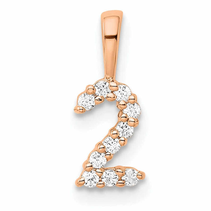 Lovely Rita's Pendants & Charms 14k Rose Gold Polished Finish with Diamonds Number 2 Pendant