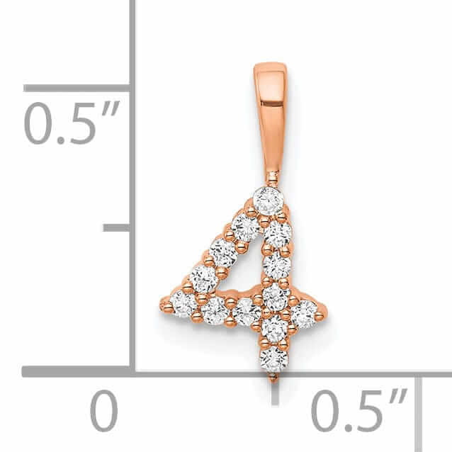 Lovely Rita's Pendants & Charms 14k Rose Gold Polished Finish with Diamonds Number 4 Pendant