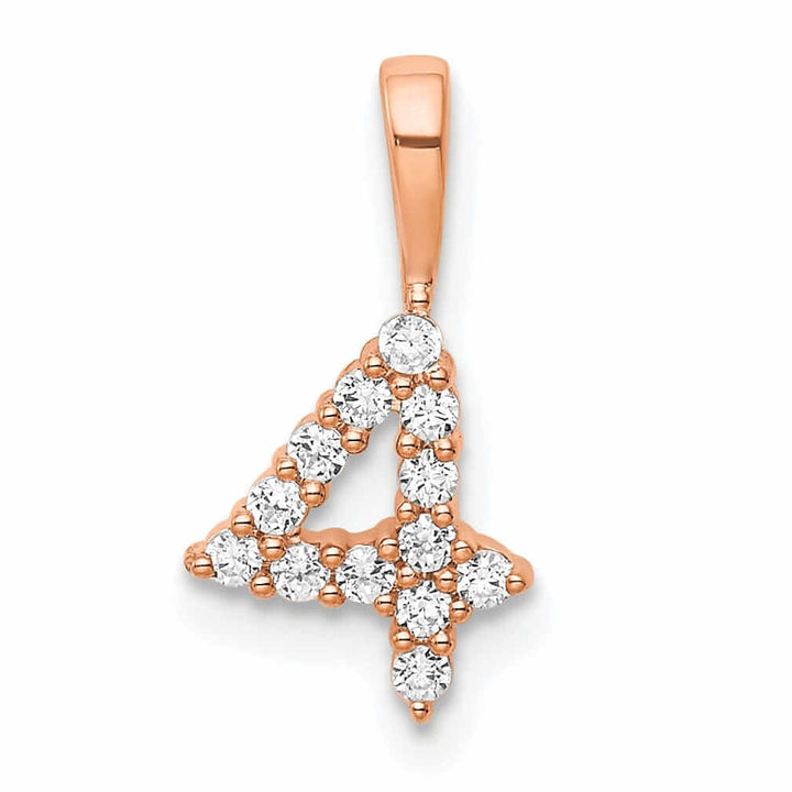 Lovely Rita's Pendants & Charms 14k Rose Gold Polished Finish with Diamonds Number 4 Pendant