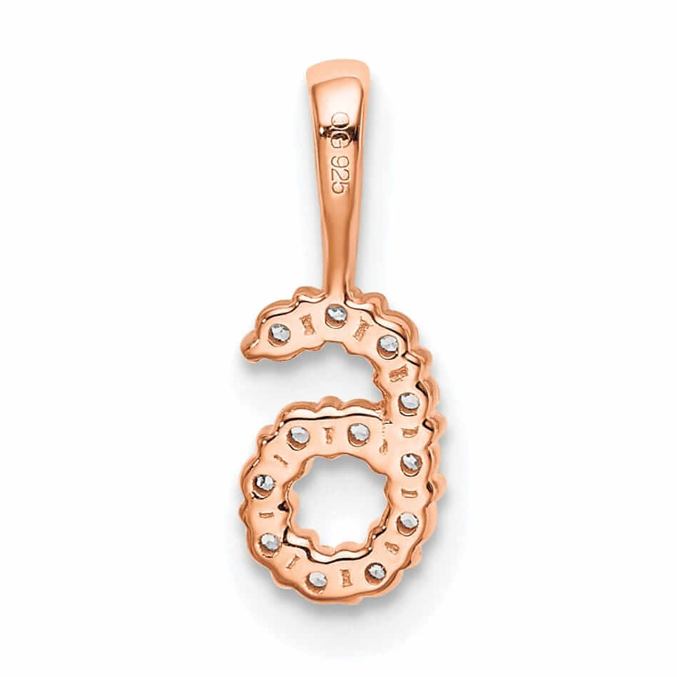 Lovely Rita's Pendants & Charms 14k Rose Gold Polished Finish with Diamonds Number 6 Pendant
