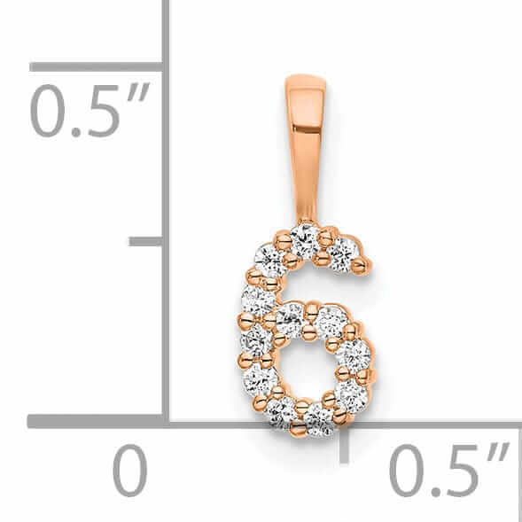 Lovely Rita's Pendants & Charms 14k Rose Gold Polished Finish with Diamonds Number 6 Pendant