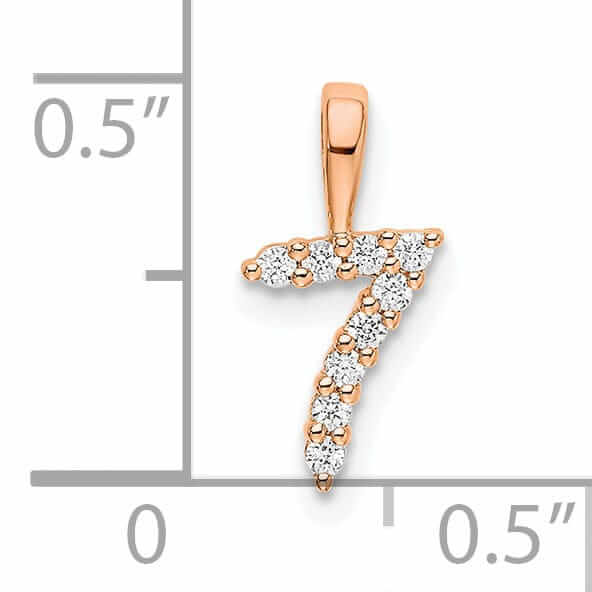 Lovely Rita's Pendants & Charms 14k Rose Gold Polished Finish with Diamonds Number 7 Pendant