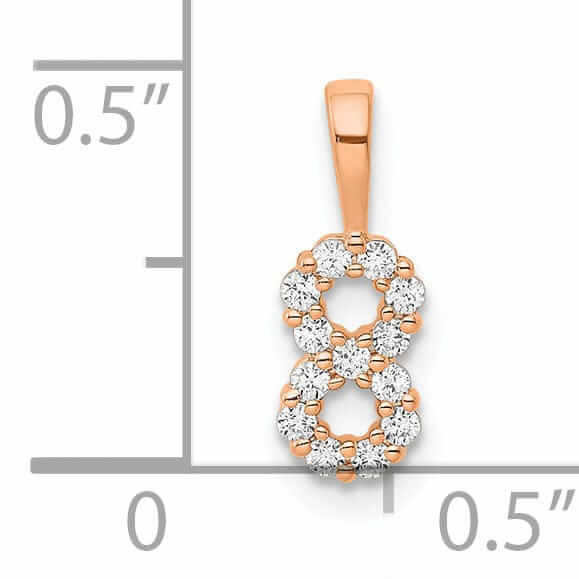 Lovely Rita's Pendants & Charms 14k Rose Gold Polished Finish with Diamonds Number 8 Pendant