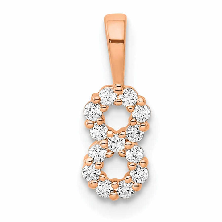 Lovely Rita's Pendants & Charms 14k Rose Gold Polished Finish with Diamonds Number 8 Pendant
