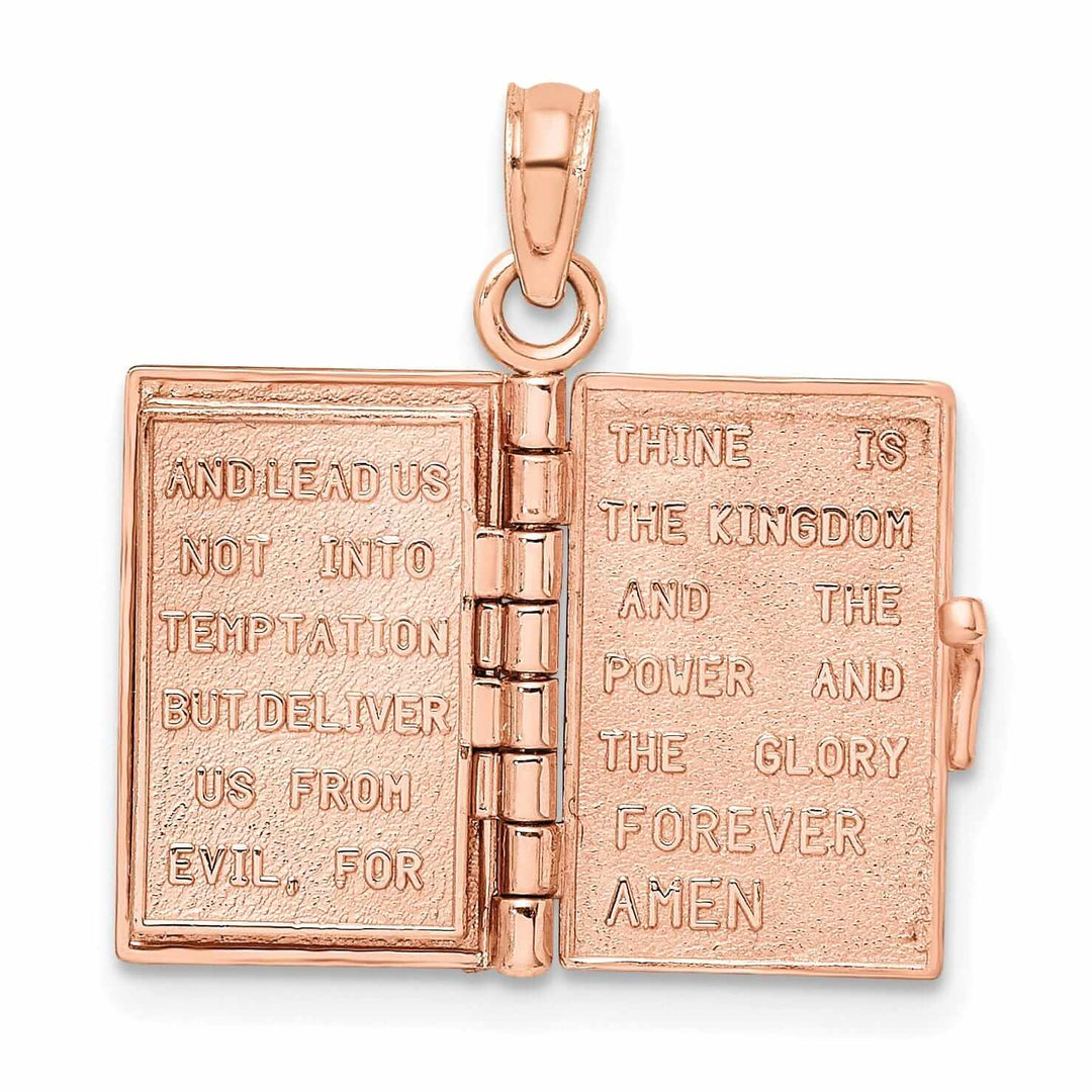 Lovely Rita's Pendants & Charms 14K Rose Gold Polished Moveable 3-D Lord's Prayer Holy Bible Pendant