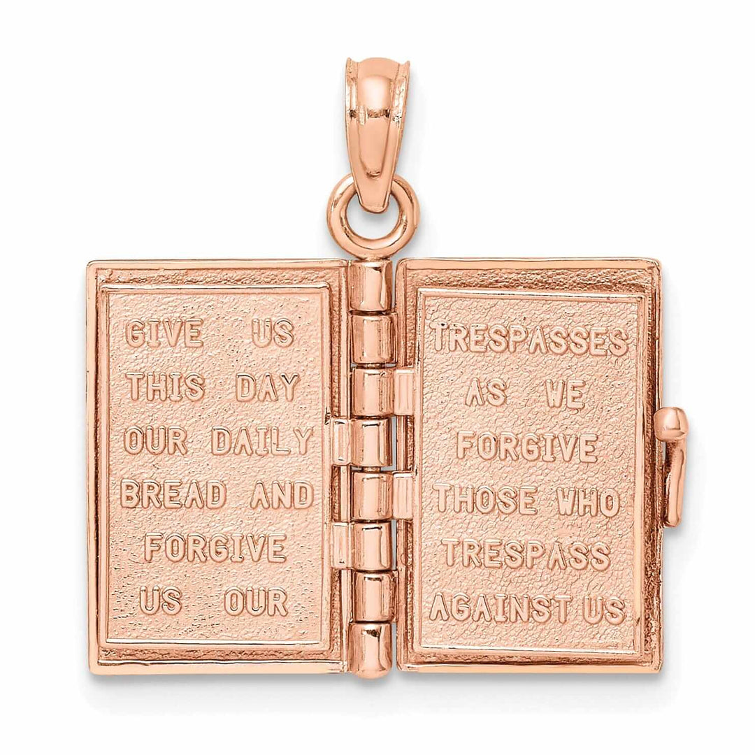 Lovely Rita's Pendants & Charms 14K Rose Gold Polished Moveable 3-D Lord's Prayer Holy Bible Pendant