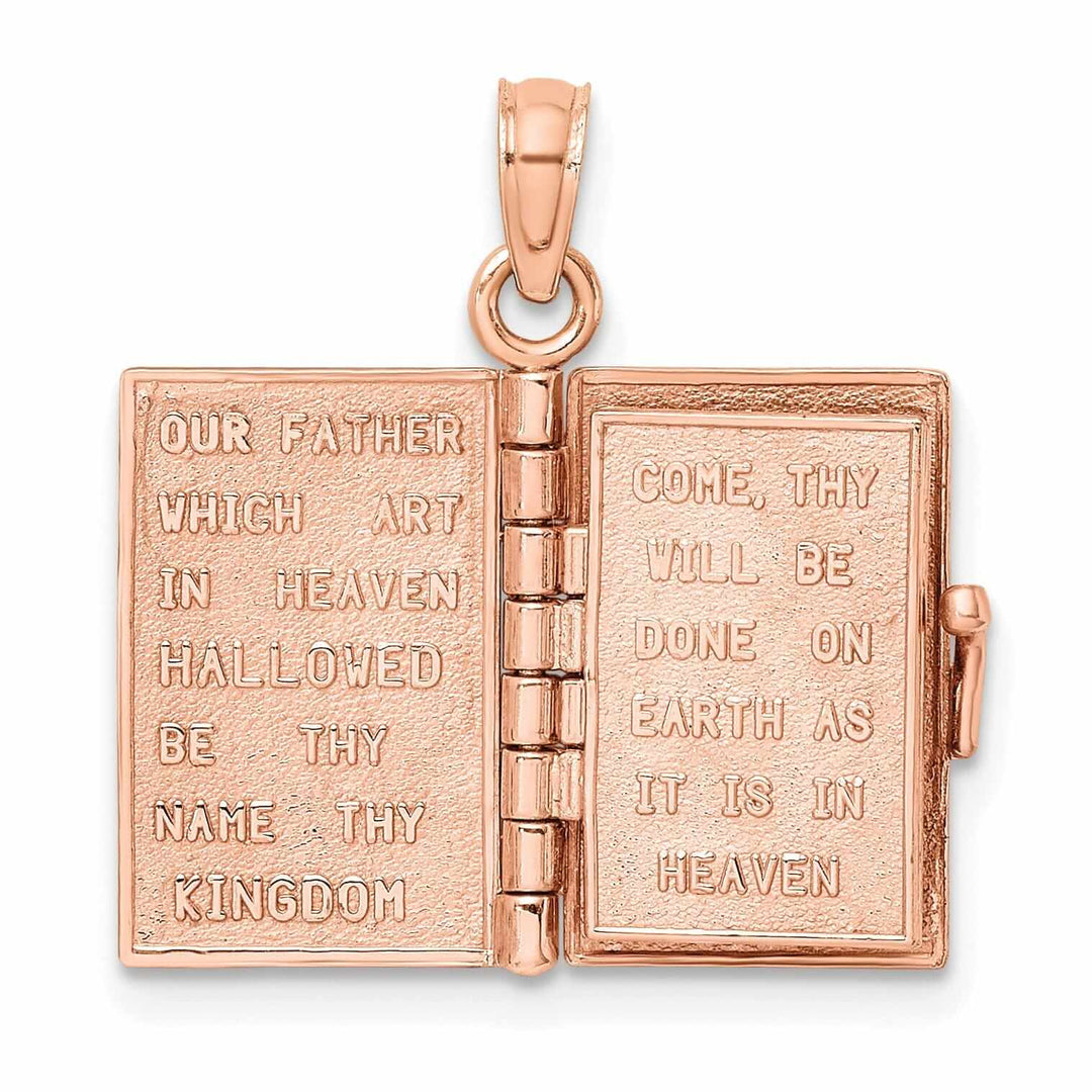 Lovely Rita's Pendants & Charms 14K Rose Gold Polished Moveable 3-D Lord's Prayer Holy Bible Pendant