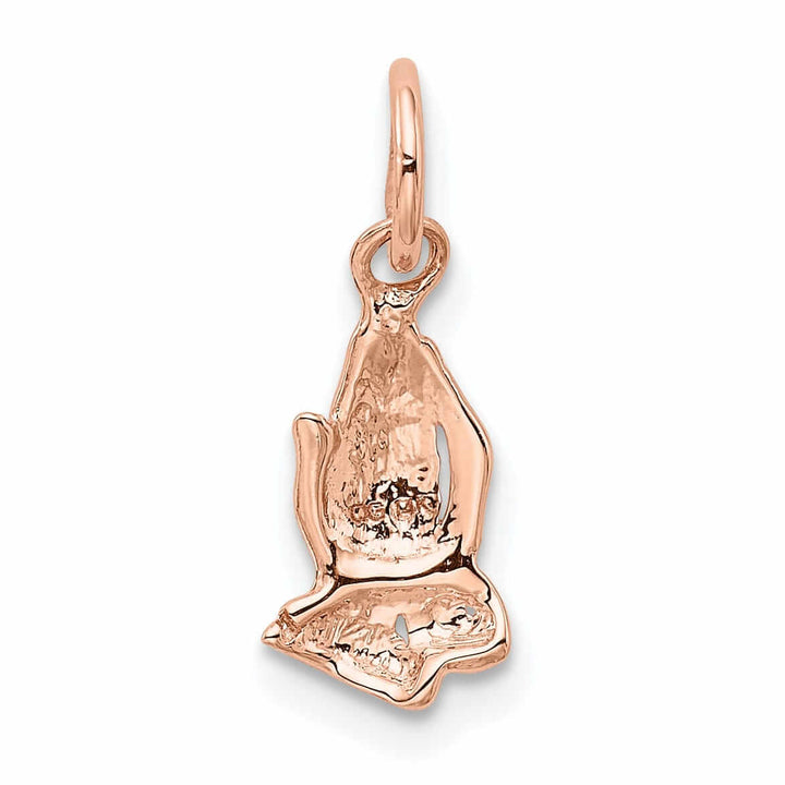 Lovely Rita's Pendants & Charms 14k Rose Gold Polished Texture Finish Praying Hands Charm Pendant