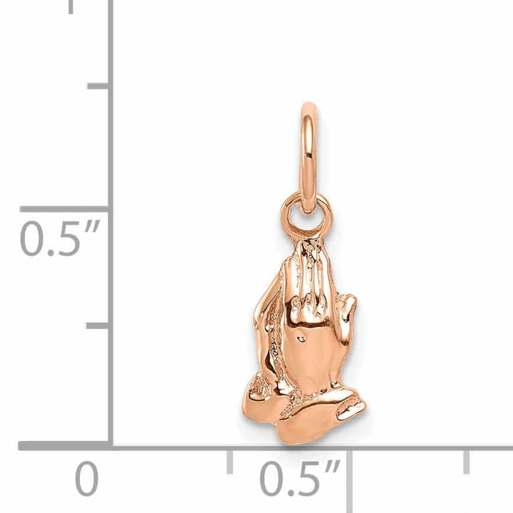 Lovely Rita's Pendants & Charms 14k Rose Gold Polished Texture Finish Praying Hands Charm Pendant
