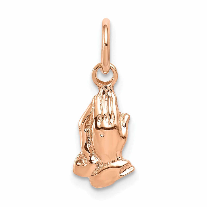 Lovely Rita's Pendants & Charms 14k Rose Gold Polished Texture Finish Praying Hands Charm Pendant