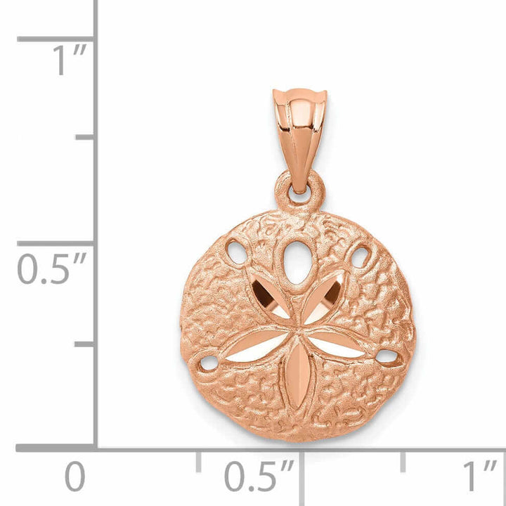 Lovely Rita's Pendants & Charms 14K Rose Gold Solid Brushed Diamond-Cut Finish Sea Sand Dollar Charm Pendant