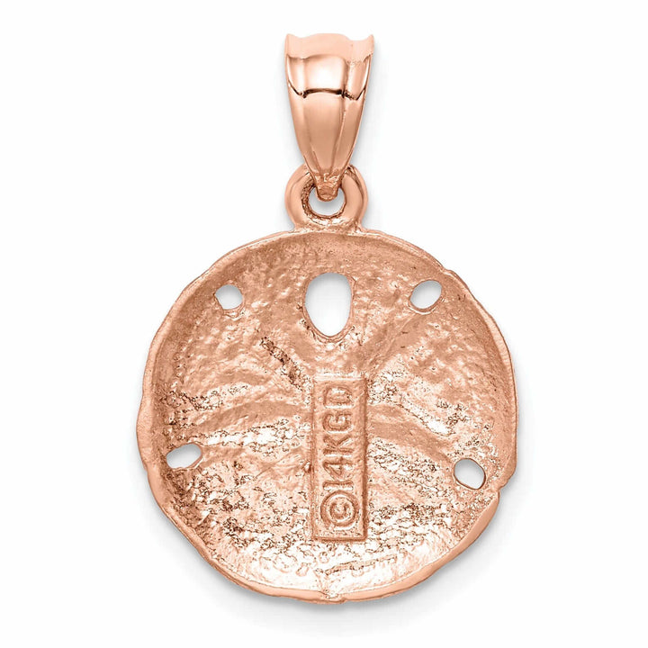 Lovely Rita's Pendants & Charms 14K Rose Gold Solid Brushed Diamond-Cut Finish Sea Sand Dollar Charm Pendant