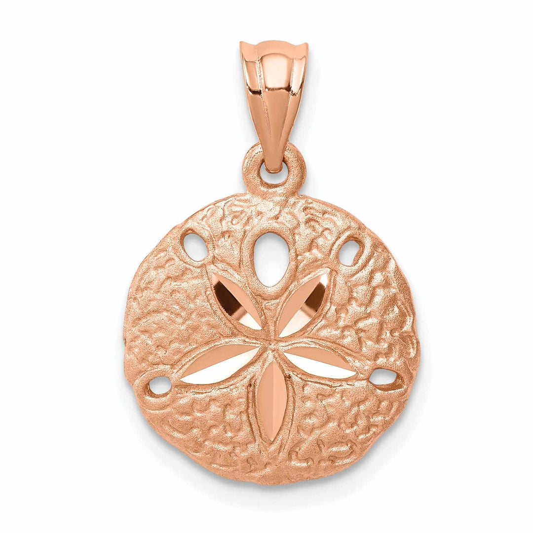 Lovely Rita's Pendants & Charms 14K Rose Gold Solid Brushed Diamond-Cut Finish Sea Sand Dollar Charm Pendant