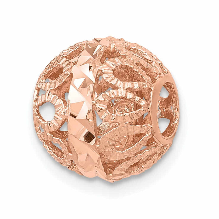 Lovely Rita's Pendants & Charms 14k Rose Gold Solid Filligree Design Ball Chain Slide Pendant