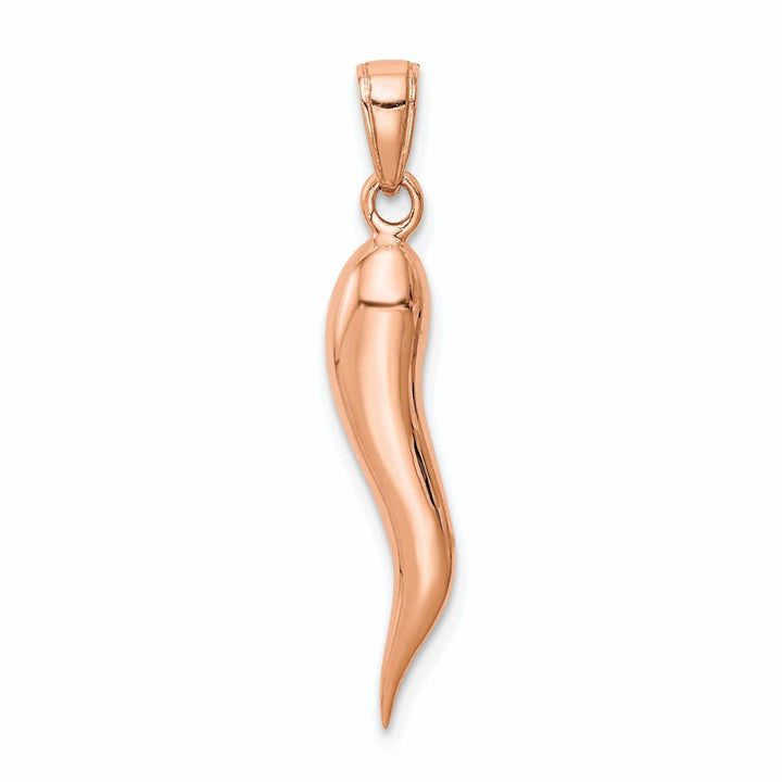 Lovely Rita's Pendants & Charms 14k Rose Gold Solid Polished Large Size 3-D Italian Horn Charm Pendant