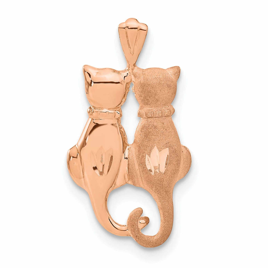Lovely Rita's Pendants & Charms 14k Rose Gold Solid Polished Textured Finish Two Sitting Cats Charm Pendant