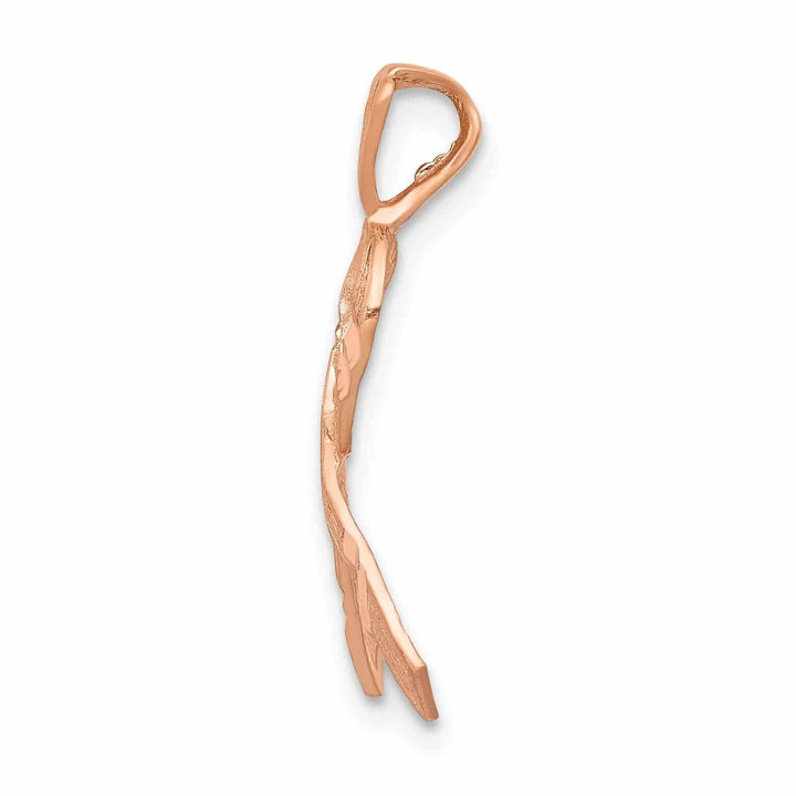 Lovely Rita's Pendants & Charms 14k Rose Gold Solid Textured Brushed Diamond Cut Finish Awareness Ribbon Charm Pendant