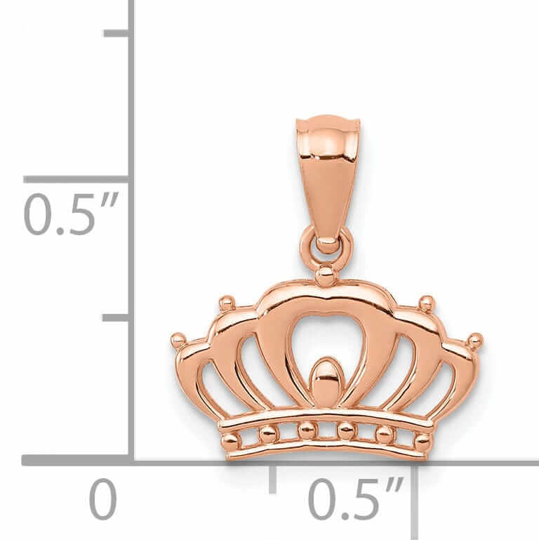Lovely Rita's Pendants & Charms 14k Rose Gold Solid Textured Polished Finish Crown Design Charm Pendant