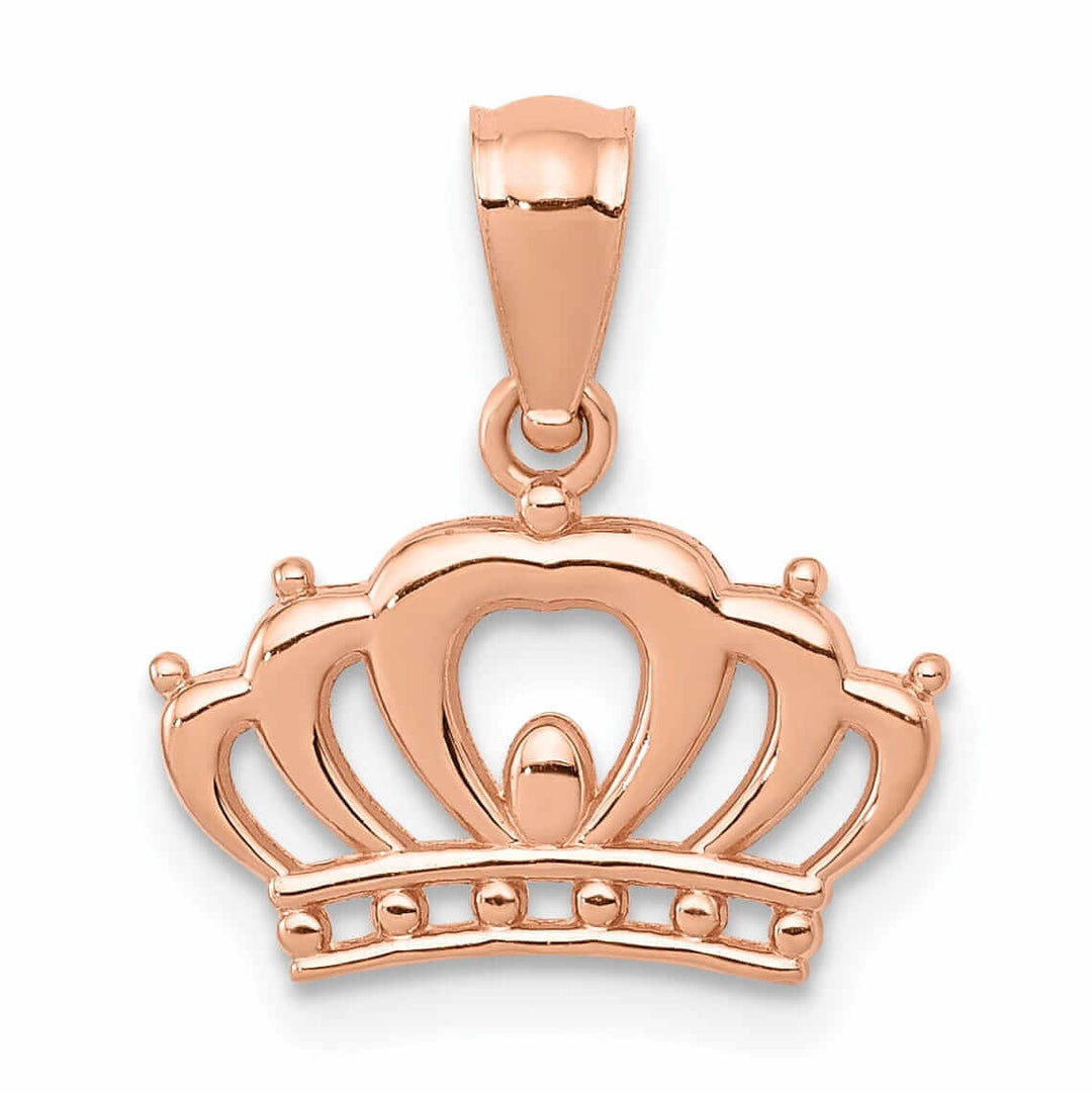 Lovely Rita's Pendants & Charms 14k Rose Gold Solid Textured Polished Finish Crown Design Charm Pendant