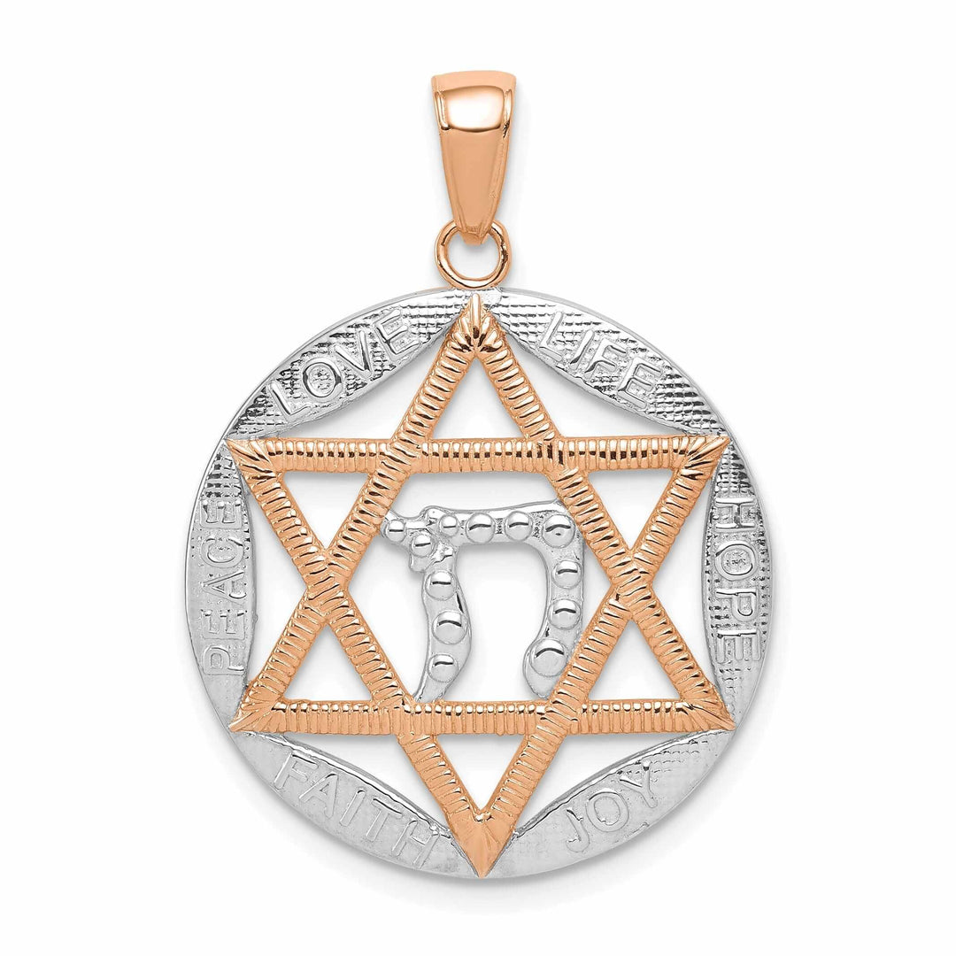 Lovely Rita's Pendants & Charms 14k Rose Gold Star of David Chai LOVE LIFE HOPE JOY FAITH PEACE Charm