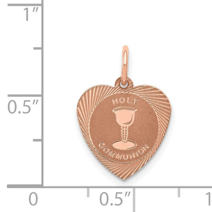 Lovely Rita's Pendants & Charms 14k Rose Gold Texture Holy Communion Heart Shape Chalice Cup Pendant