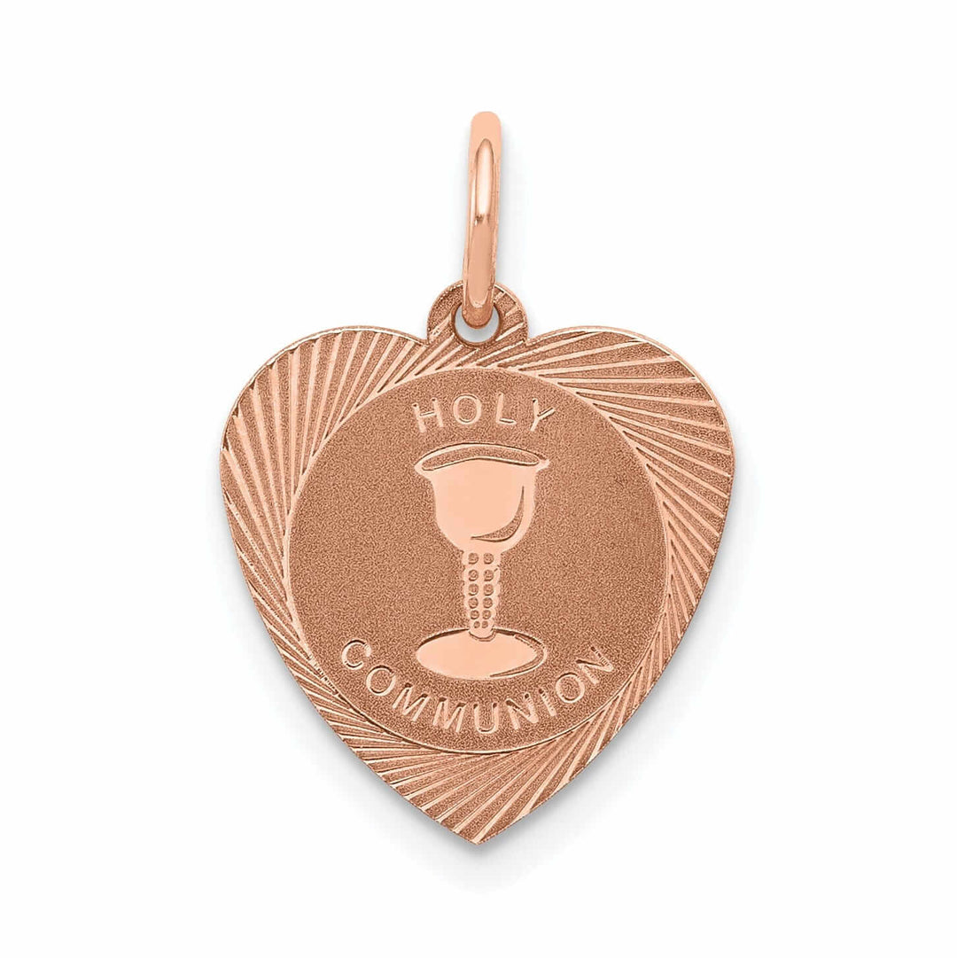 Lovely Rita's Pendants & Charms 14k Rose Gold Texture Holy Communion Heart Shape Chalice Cup Pendant